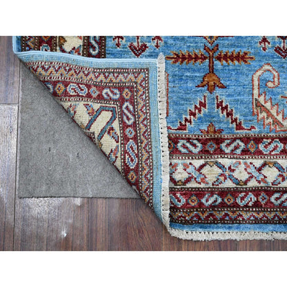 Kazak Wool Hand Knotted Rug Blue Ivory 2.9X8.8 -O089311