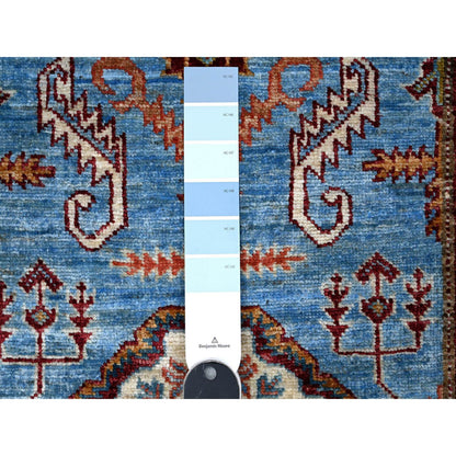 Kazak Wool Hand Knotted Rug Blue Ivory 2.9X8.8 -O089311