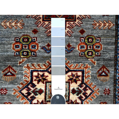 Kazak Wool Hand Knotted Rug Grey Ivory 2.5X6.10 -O089313