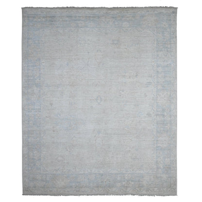 Oushak And Peshawar Wool Hand Knotted Rug Grey Window Gray 7.9X9.5 -O089317