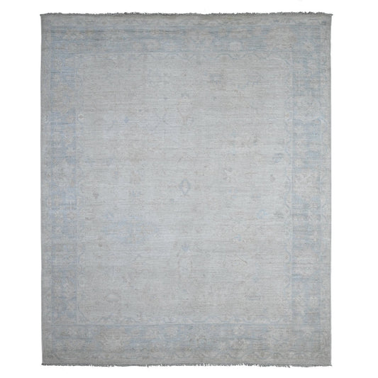 Oushak And Peshawar Wool Hand Knotted Rug Grey Window Gray 7.9X9.5 -O089317