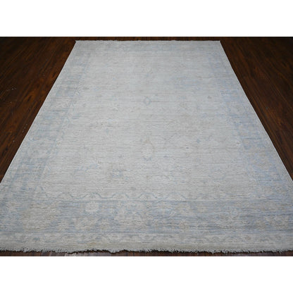 Oushak And Peshawar Wool Hand Knotted Rug Grey Window Gray 7.9X9.5 -O089317