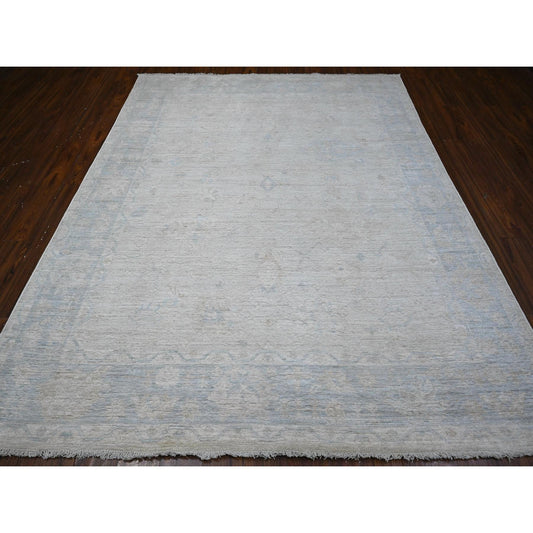 Oushak And Peshawar Wool Hand Knotted Rug Grey Window Gray 7.9X9.5 -O089317