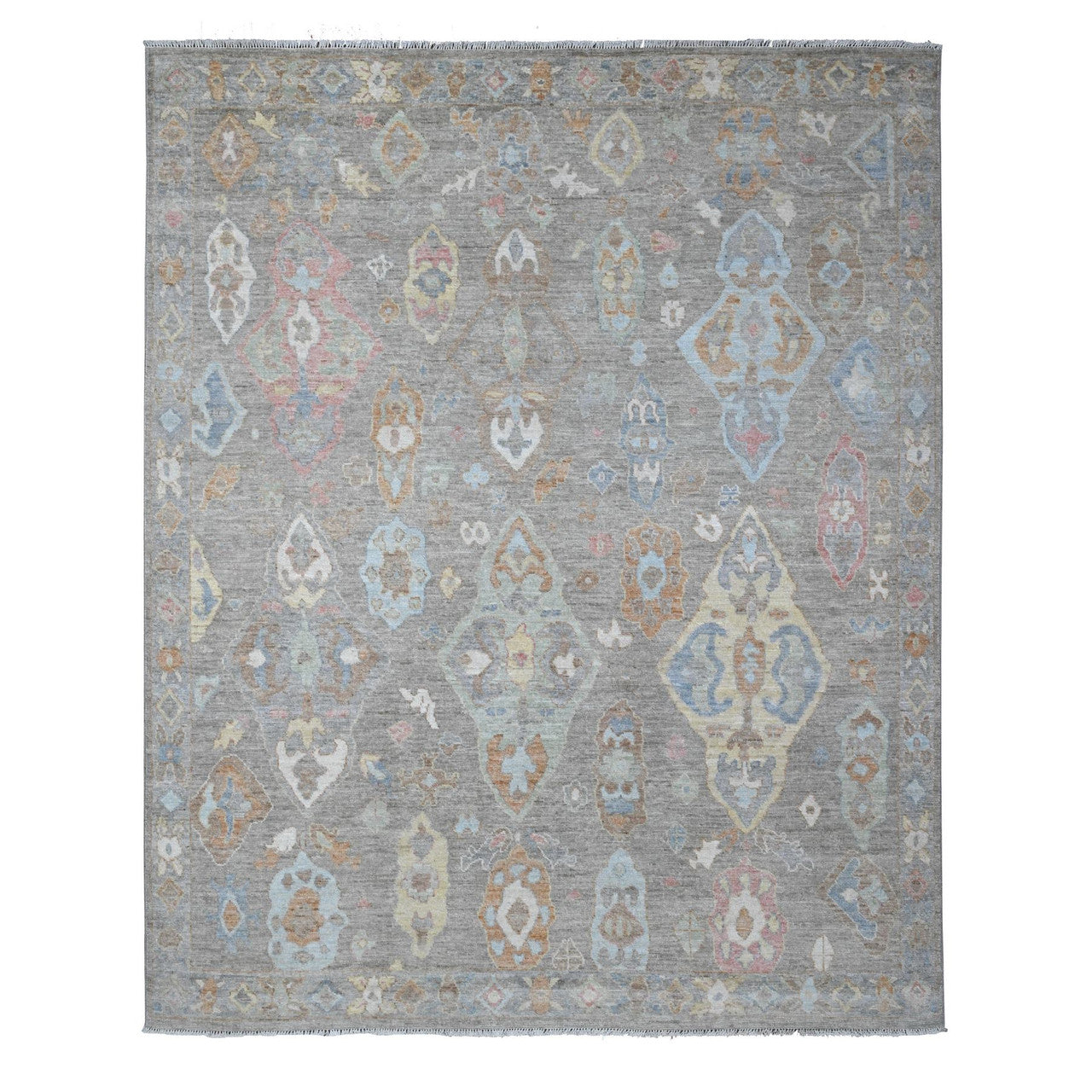 Gray 7'11" x 9'8" Oushak And Peshawar Hand knotted Wool Rug - Sku: O089318
