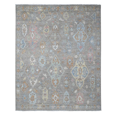 Oushak And Peshawar Wool Hand Knotted Rug Grey Gray 7.11X9.8 -O089318