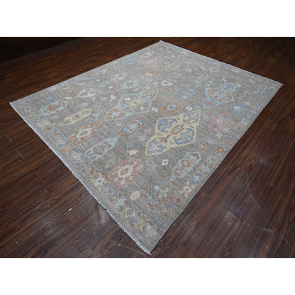 Oushak And Peshawar Wool Hand Knotted Rug Grey Gray 7.11X9.8 -O089318