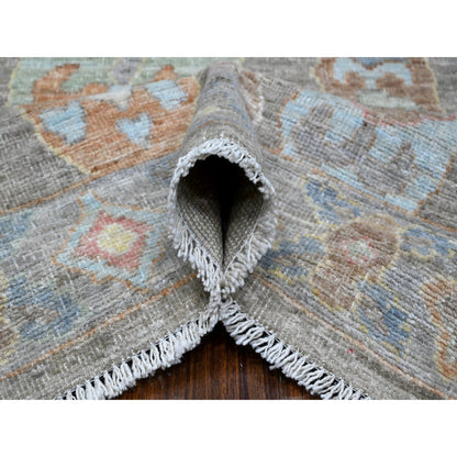 Oushak And Peshawar Wool Hand Knotted Rug Grey Gray 7.11X9.8 -O089318
