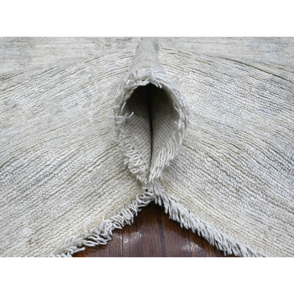 Oushak And Peshawar Wool Hand Knotted Rug Ivory Blue 7.11X9.6 -O089320