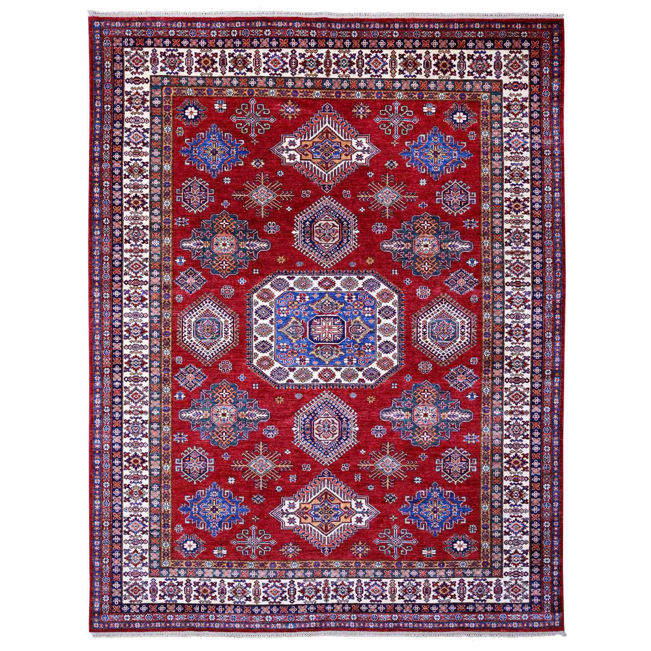 Red 9'1" x 11'9" Kazak Hand knotted Wool Rug - Sku: O089327