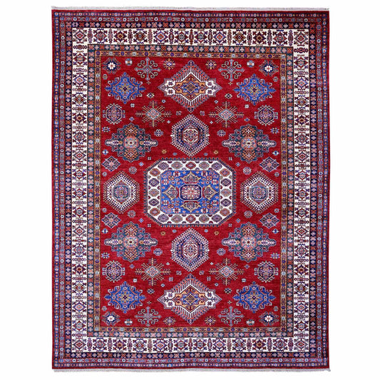 Kazak Wool Hand Knotted Rug Red Ivory 9.1X11.9 -O089327