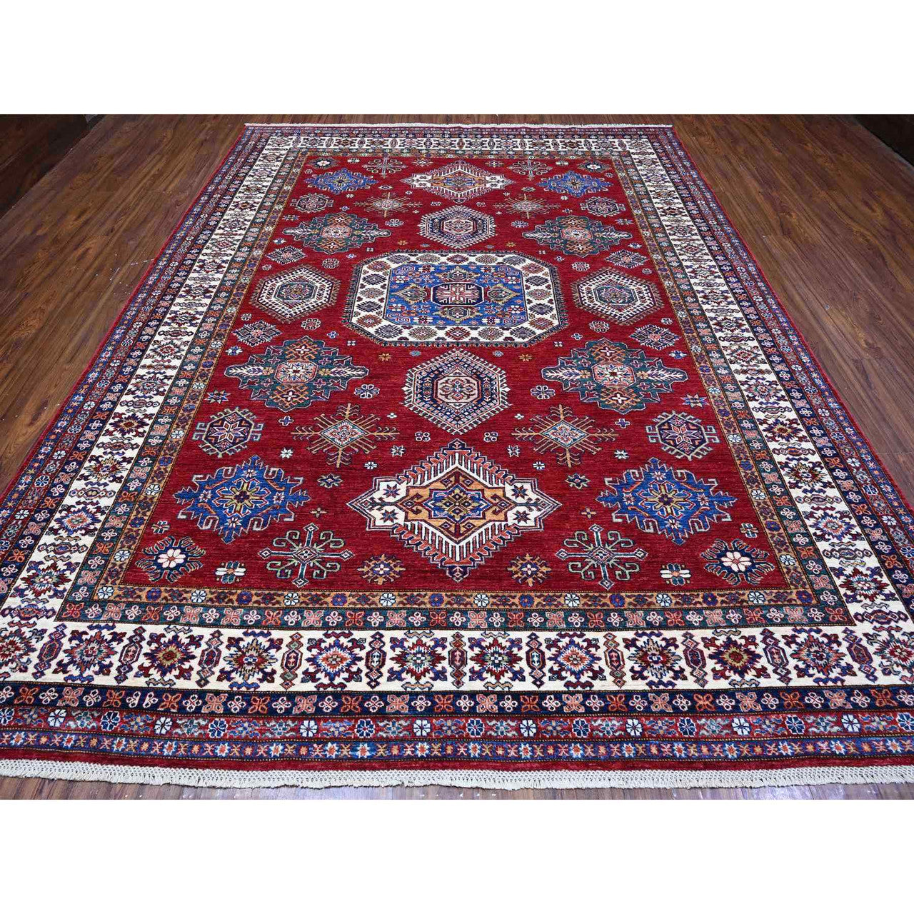 Red 9'1" x 11'9" Kazak Hand knotted Wool Rug - Sku: O089327