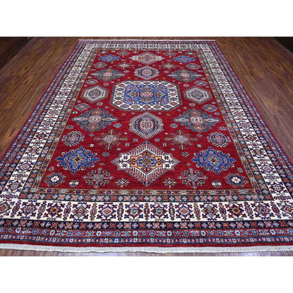 Kazak Wool Hand Knotted Rug Red Ivory 9.1X11.9 -O089327