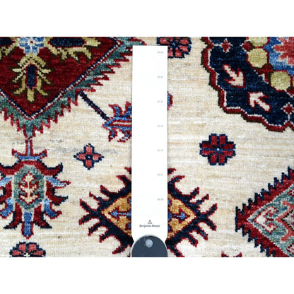 Kazak Wool Hand Knotted Rug Ivory Blue 5.10X6.0 -O089328