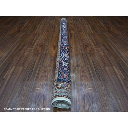Kazak Wool Hand Knotted Rug Ivory Blue 5.10X6.0 -O089328