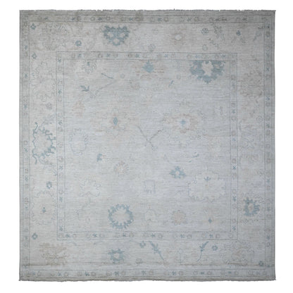 Oushak And Peshawar Wool Hand Knotted Rug Grey Ivory 9.6X10.2 -O089330