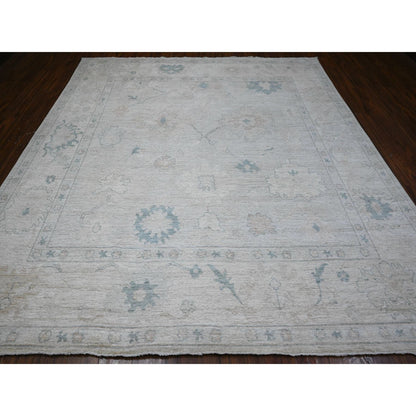 Oushak And Peshawar Wool Hand Knotted Rug Grey Ivory 9.6X10.2 -O089330