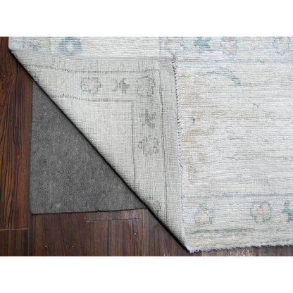 Oushak And Peshawar Wool Hand Knotted Rug Grey Ivory 9.6X10.2 -O089330