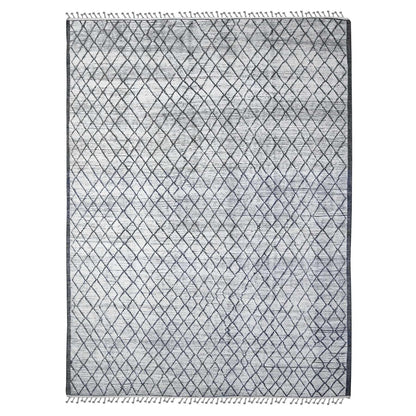 Tribal & Geometric Wool Hand Knotted Rug Ivory Gray 9.1X12.4 -O089334