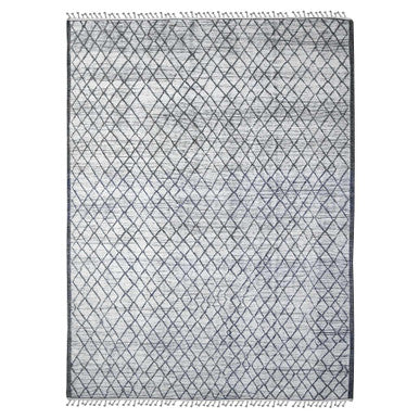 Tribal & Geometric Wool Hand Knotted Rug Ivory Gray 9.1X12.4 -O089334