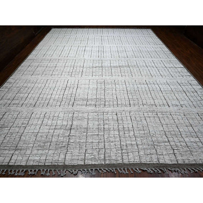 Tribal & Geometric Wool Hand Knotted Rug Ivory Gray 12.2X15.9 -O089335