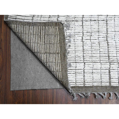 Tribal & Geometric Wool Hand Knotted Rug Ivory Gray 12.2X15.9 -O089335
