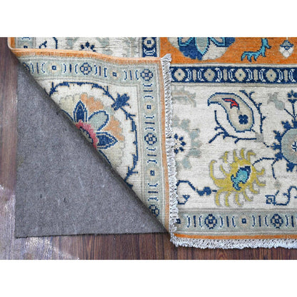 Kazak Wool Hand Knotted Rug Orange Ivory 4.10X6.8 -O089336