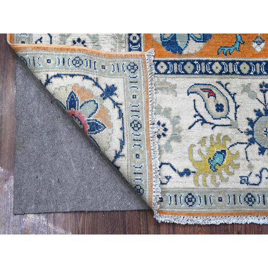 Kazak Wool Hand Knotted Rug Orange Ivory 4.10X6.8 -O089336