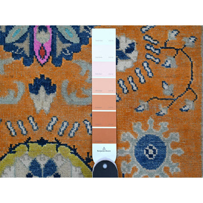 Kazak Wool Hand Knotted Rug Orange Ivory 4.10X6.8 -O089336