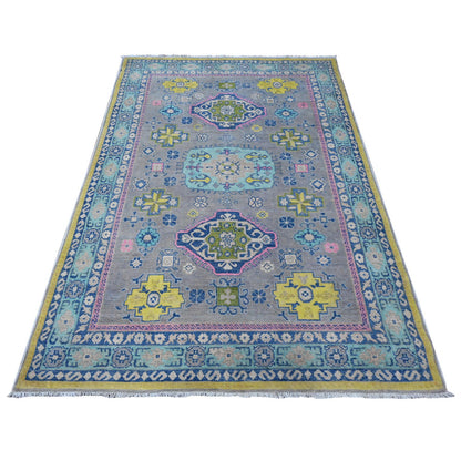 Kazak Wool Hand Knotted Rug Grey Blue 4.6X6.8 -O089337