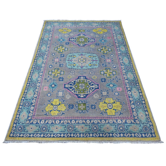 Kazak Wool Hand Knotted Rug Grey Blue 4.6X6.8 -O089337