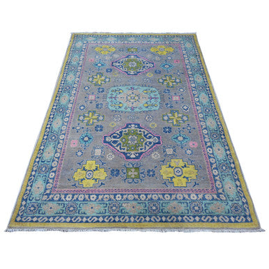Kazak Wool Hand Knotted Rug Grey Blue 4.6X6.8 -O089337