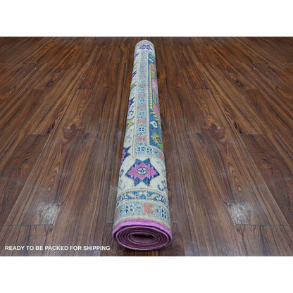 Kazak Wool Hand Knotted Rug Pink Ivory 5.0X6.9 -O089338