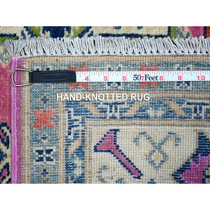 Kazak Wool Hand Knotted Rug Pink Ivory 5.0X6.9 -O089338