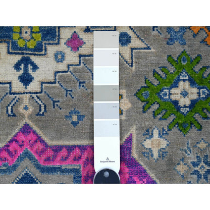 Kazak Wool Hand Knotted Rug Grey Ivory 5.0X6.8 -O089342