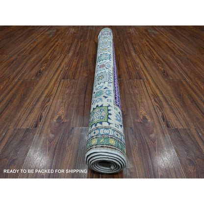 Kazak Wool Hand Knotted Rug Grey Ivory 5.0X6.8 -O089342