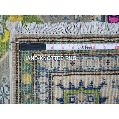 Kazak Wool Hand Knotted Rug Grey Ivory 5.0X6.8 -O089342