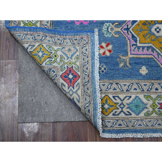 Kazak Wool Hand Knotted Rug Blue Ivory 4.11X6.5 -O089343