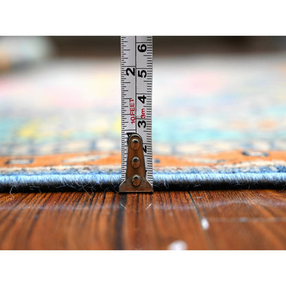 Kazak Wool Hand Knotted Rug Blue Teal Green 5.1X6.4 -O089347