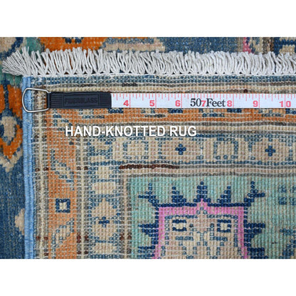 Kazak Wool Hand Knotted Rug Blue Teal Green 5.1X6.4 -O089347