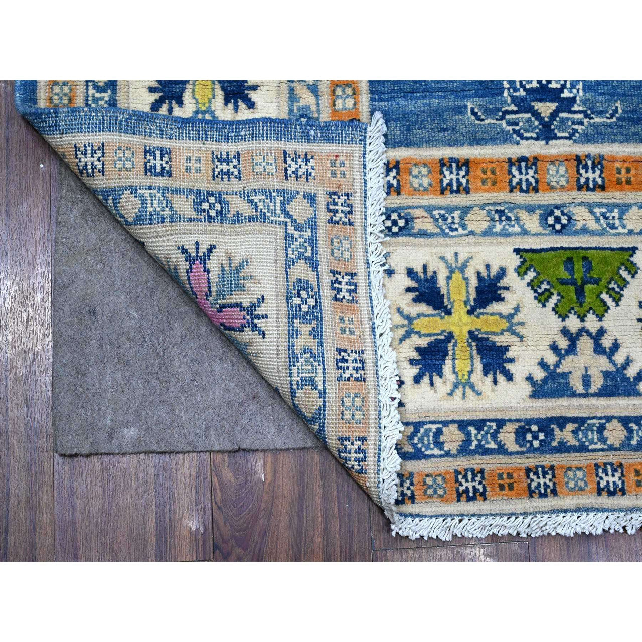Blue 5'5" x 7'9" Kazak Hand knotted Wool Rug - Sku: O089348
