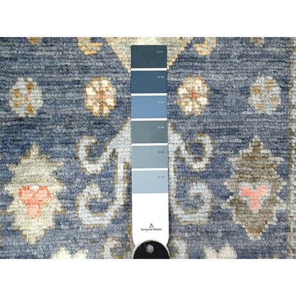 Oushak And Peshawar Wool Hand Knotted Rug Blue Blue 2.7X16.0 -O089349