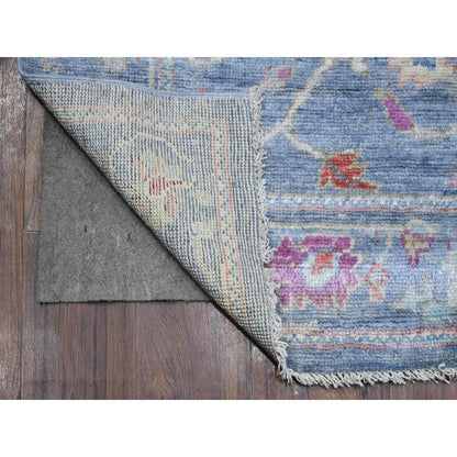 Oushak And Peshawar Wool Hand Knotted Rug Blue Blue 2.9X15.3 -O089351