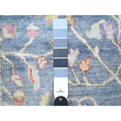 Oushak And Peshawar Wool Hand Knotted Rug Blue Blue 2.9X15.3 -O089351