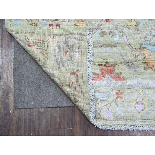 Oushak And Peshawar Wool Hand Knotted Rug Green Green 2.11X11.8 -O089357
