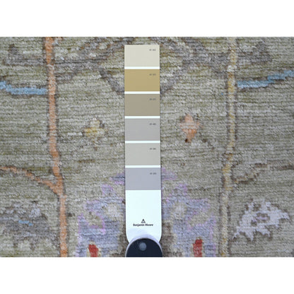 Oushak And Peshawar Wool Hand Knotted Rug Green Green 2.11X11.8 -O089357