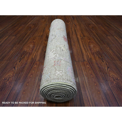 Oushak And Peshawar Wool Hand Knotted Rug Green Green 2.11X11.8 -O089357