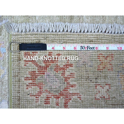 Oushak And Peshawar Wool Hand Knotted Rug Green Green 2.11X11.8 -O089357