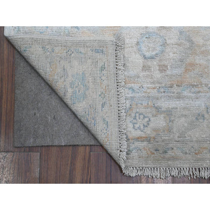 Oushak And Peshawar Wool Hand Knotted Rug Grey Gray 3.1X19.10 -O089358