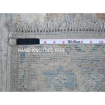 Oushak And Peshawar Wool Hand Knotted Rug Grey Gray 3.1X19.10 -O089358