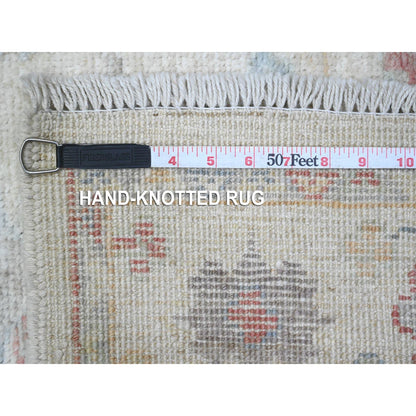 Oushak And Peshawar Wool Hand Knotted Rug Ivory Ivory 3.0X13.6 -O089360